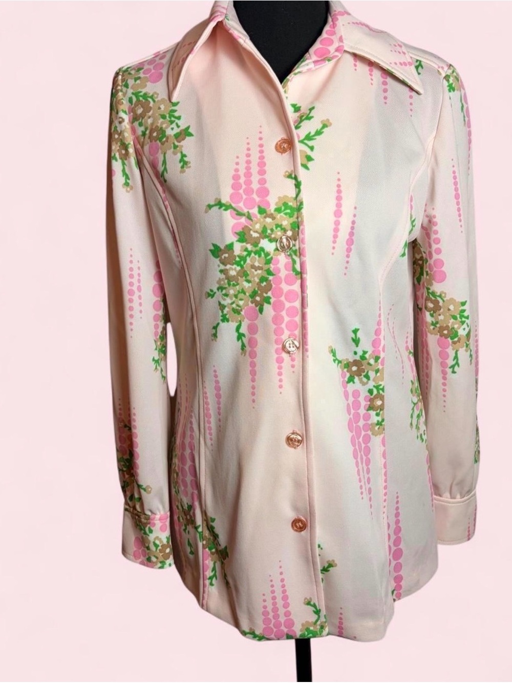 Vintage 70s Pink Collared Shirt